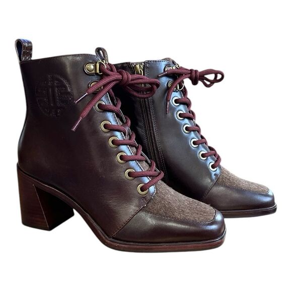 NWOB Antonio Melani Romy Lace-up Block Heel Bootie in espresso Size 6.5 - Picture 3 of 7